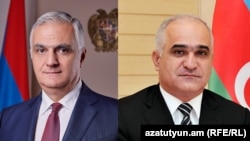 Հայաստանի և Ադրբեջանի սահմանազատման հանձնաժողովների ղեկավարներ, փոխվարչապետներ Մհեր Գրիգորյան և Շահին Մուստաֆաև