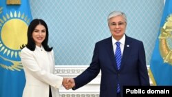 Саида Мирзияева және Қазақстан президенті Қасым-Жомарт Тоқаев. Астана, Қазақстан. 5 тамыз, 2024 жыл.