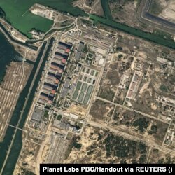 Imagine din satelit cu centrala nucleară de la Zaporojie, 7 august 2022.