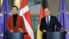 Cancelarul german, Olaf Scholz (dreapta), și premierul Danemarcei, Mette Frederiksen (stânga), la conferința de presă comună, susținută pe 28 ianuarie, la Berlin.