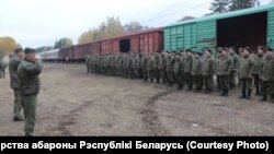 Фото Міністерства оборони Білорусі, на якому, як стверджується, зображені російські військові, які прибули до Білорусі, 20 жовтня 2022 року