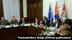 Засідання Ради національної безпеки Сербії у Белграді, по центру – президент Александр Вучич 21 листопада 2019 року