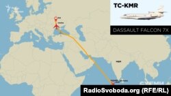 8 січня 2018 року. Falcon 7X з Порошенком на борту летить з міжнародного аеропорту міста Мале (Мальдіви) до Києва