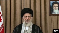 This image grab taken from footage broadcast by Iran's IRIB news on June 26 shows Supreme Leader Ayatollah Ali Khamenei addressing the nation.