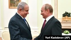 Прем’єр-міністр Ізраїлю Біньямін Нетаньягу та російський президент Володимир Путін, Москва, 11 липня 2018 року