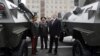 Azerbaijani President Ilham Aliyev, opening a military base in September, is up for reelection in October.