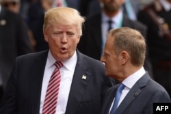 Дональд Трамп і Дональд Туск на саміті «Групи семи». Таорміна, 26 травня