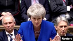 Premierul britanic Theresa May astă-seară în Parlament