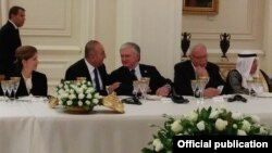 Turkey - Incoming Foreign Minister Mevlut Cavusoglu talks to his Armenian counterpart Edward Nalbandian at an official dinner in Ankara, 28Aug2014.