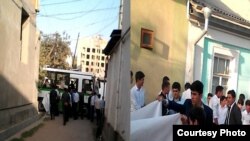 Ҷавононро як автобус ба инҷо овардааст.