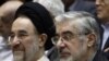 Hard-liners are calling for the arrest of opposition leader Mir Hossein Musavi (right) and his ally former President Mohammad Khatami.
