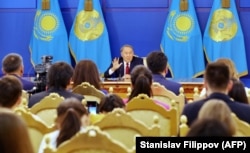 Нурсултан Назарбаев даёт пресс-конференцию в Астане. 14 сентября 2017 года