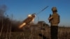 Ukrainian service members of the 25th Sicheslav Airborne Brigade fire a BM-21 Grad multiple rocket launch system towards Russian troops near the frontline town of Pokrovsk, amid Russia's attack on Ukraine, in Donetsk region, Ukraine April 19, 2025.