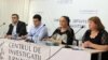 (de la stânga la dreapta) Veaceslav Lupan de la Arhiva Națională, Vitalie Zama și Stela Pavlov de la Asociația Juriștii pentru Drepturile Omului, Cornelia Cozonac, președinta Centrului de Investigații Jurnalistice